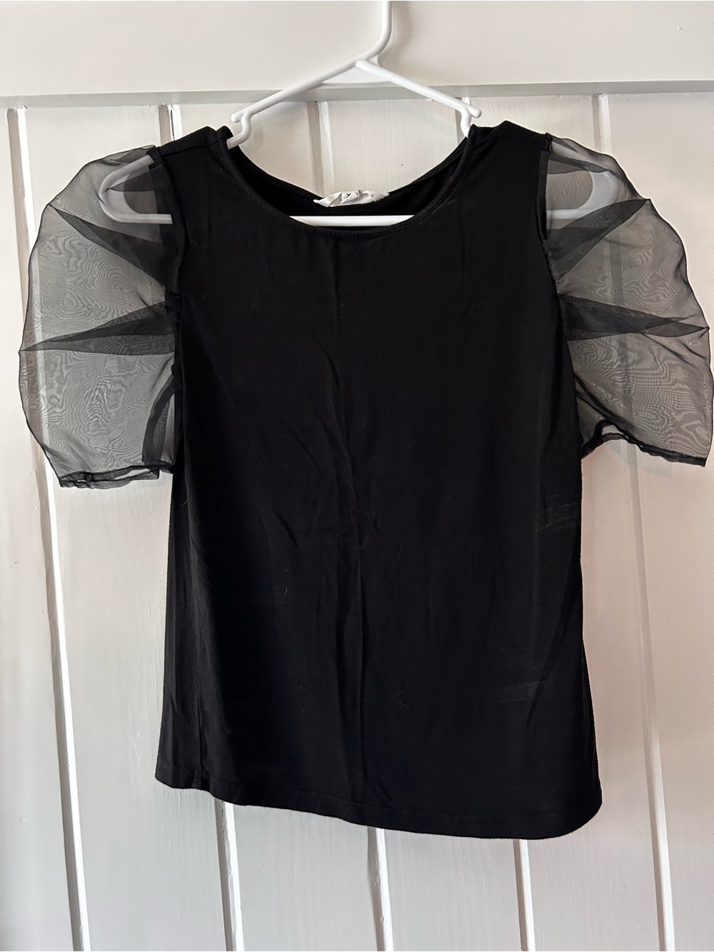 BB Dakota | Black Sheer Puff Sleeve Tee